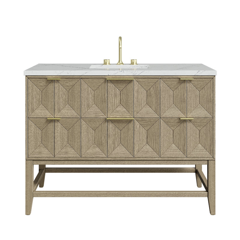 Emmeline 48'' Single Bathroom Vanity with Top, Ethereal Noctis, 8" Widespread