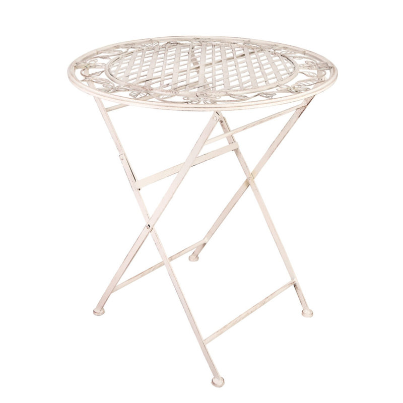 Table bistro en fer Barcelona par Chivari, Blanc antique