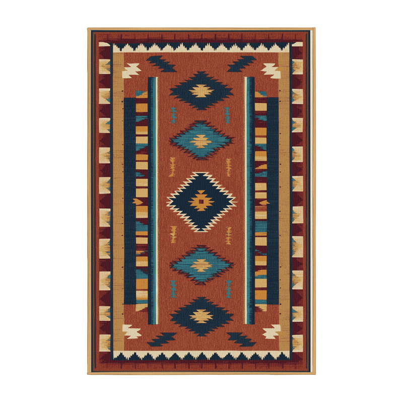  Tapis de style cowboy rétro lavable, Rectangulaire 2 pi x 3 pi