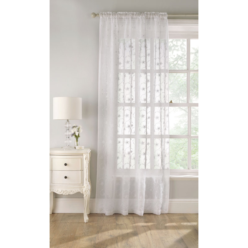 Bonilla Sheer Curtain Single Panel, White, W 140 x D 122cm