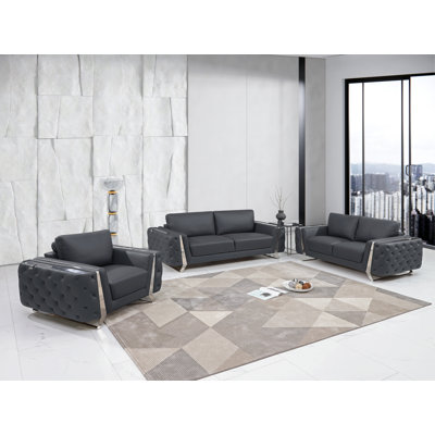 Ensemble de salon configurable en cuir 3 pièces Nissa