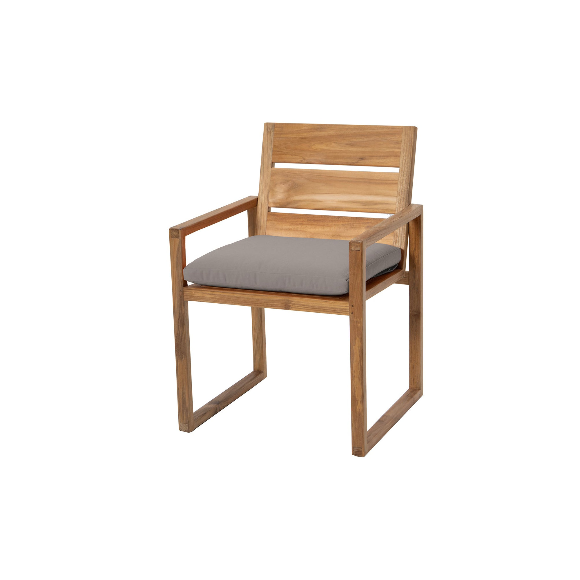 Uvita Teak Patio Dining Armchair with Cushion, Taupe