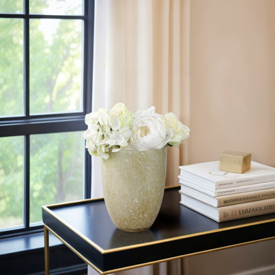 Decorative Round Glass Flower Vase with Speckled Finish for Living Room Decor - Textured Tall Vase for Home Display or Table Centerpiece