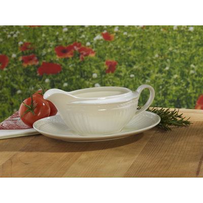 Ensemble de saucière et soucoupe Mikasa, campagne italienne, blanc