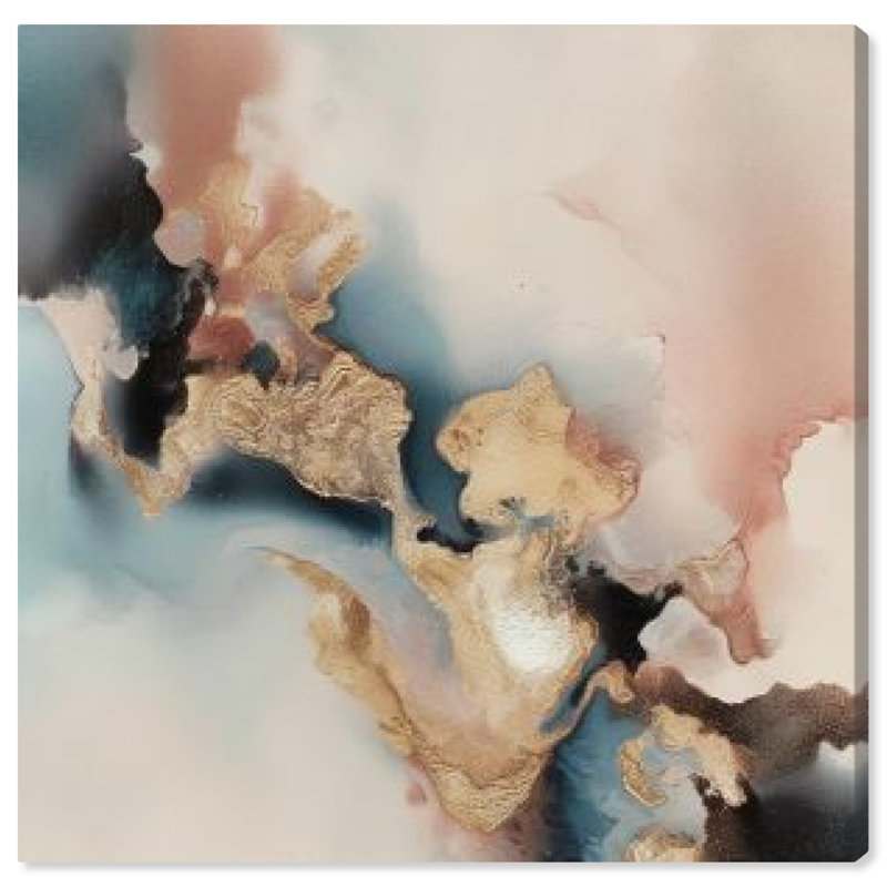 16" x 16" Blue and Rose Abstract Canvas Wall Art