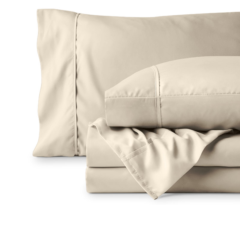 Ensemble de draps en microfibre 22 po, Sable, Ensemble de draps pour lit simple avec 1 taie d'or