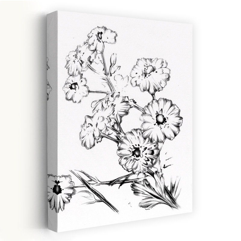 Élégant dessin floral classique délicat, fleur élégante, reproduction d'art murale, H 60 po x l 40 po