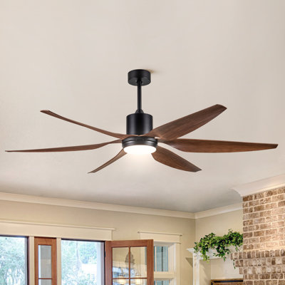 66'' Faux Wood Smart Ceiling Fan with LED Lights