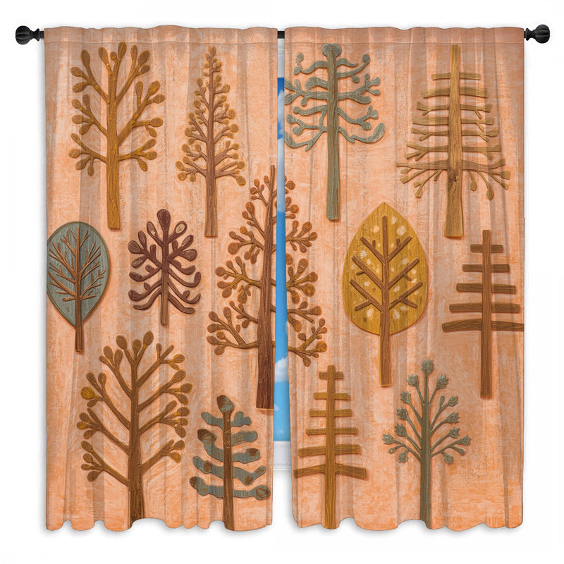 Rideaux de fenêtre à motif d'arbre stylisé diaphane et obscurcissant - 2 panneaux, 40 po x 80 po - 2 panneaux