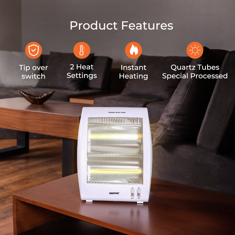 Geepas Quartz Halogen Heater, Portable, Pack of 2, 38cm H x 24cm x 18cm D
