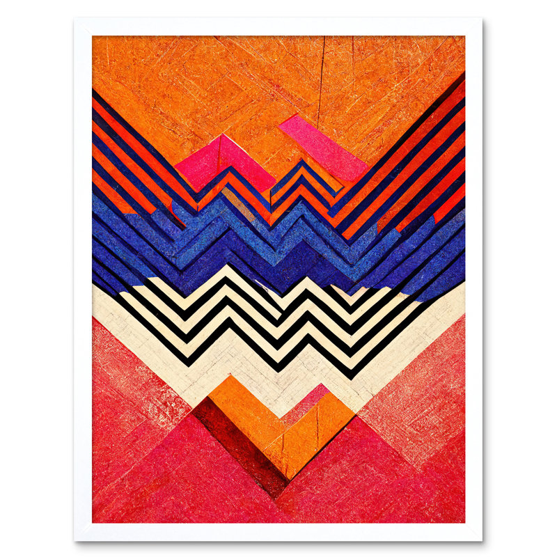 Memphis Design Geometric Retro Abstract - Print, 43cm H x 33cm W, White Framed Paper