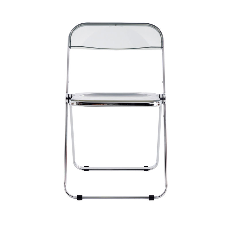 Chaise de salon pliante transparente en plastique transparent, Gris