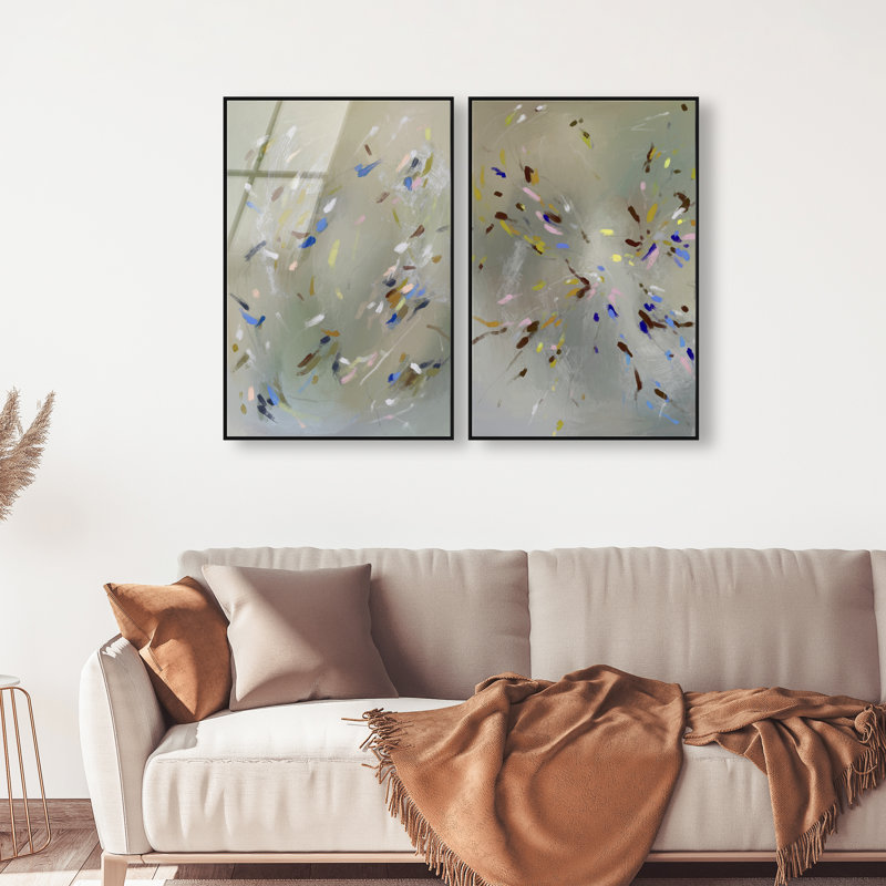 Spontaneous Traces Set Set by Oliver Gal, 32"H x 22"W, Black Floater Frame