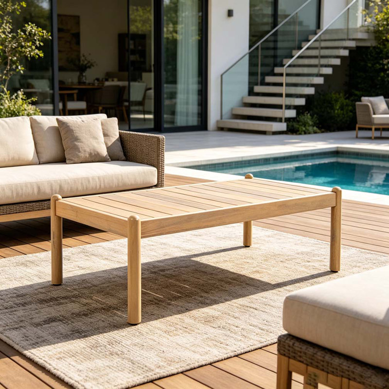 Table basse d'extérieur en bois d'acacia, Light Teak