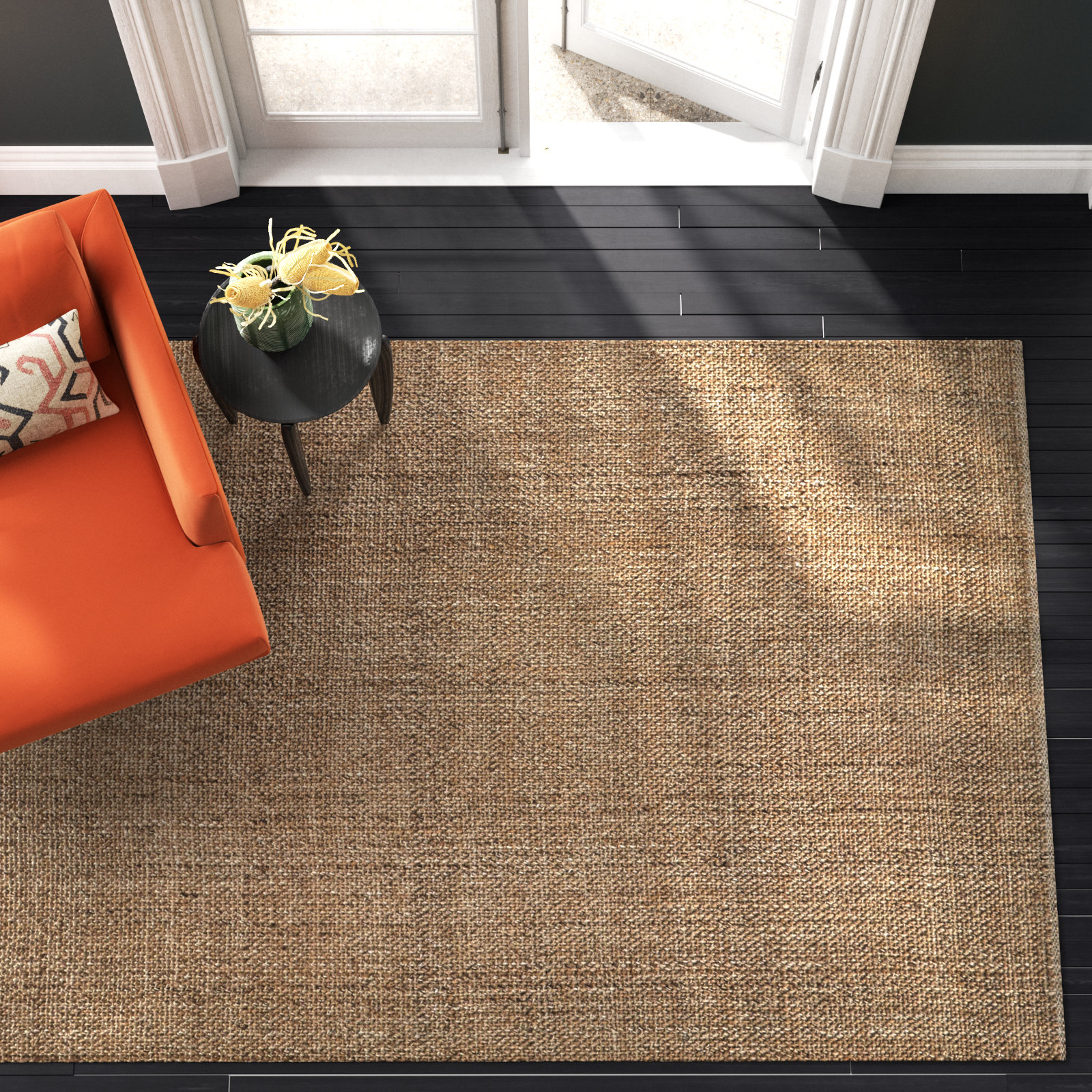 Fleurette Handmade Brown Rug, Rectangle 10' x 14'