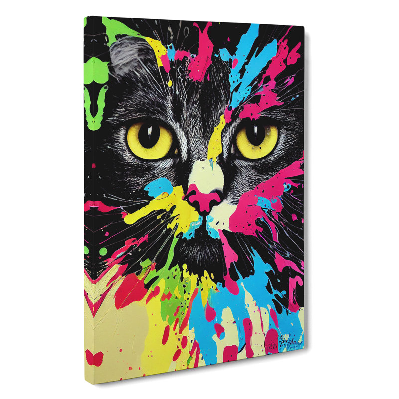 Paint Splat Cat No.6 - Wrapped Canvas, 50cm H x 35cm W x 3cm D