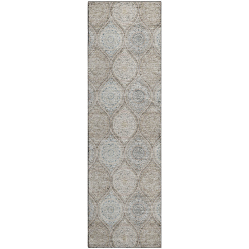 Premium Machine Washable Prisco Taupe Rug, Runner 2'3" x 7'6"