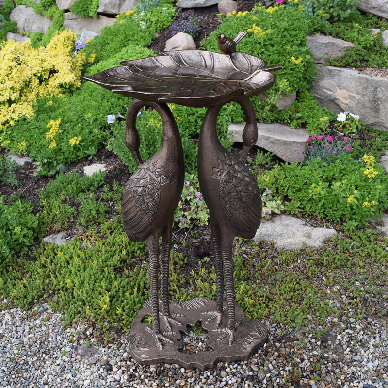 Bain d'oiseaux Crane Lily, Bronze Antique