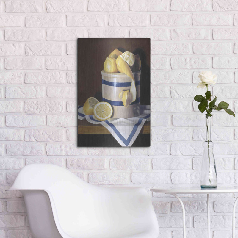 «Blue Stripes Lemons» par Cecile Baird, H 24 po x l 16 po