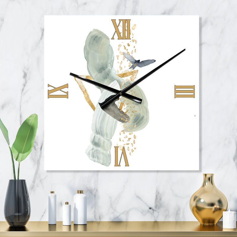Horloge murale abstrait montagne avec lune et oiseau, Grand