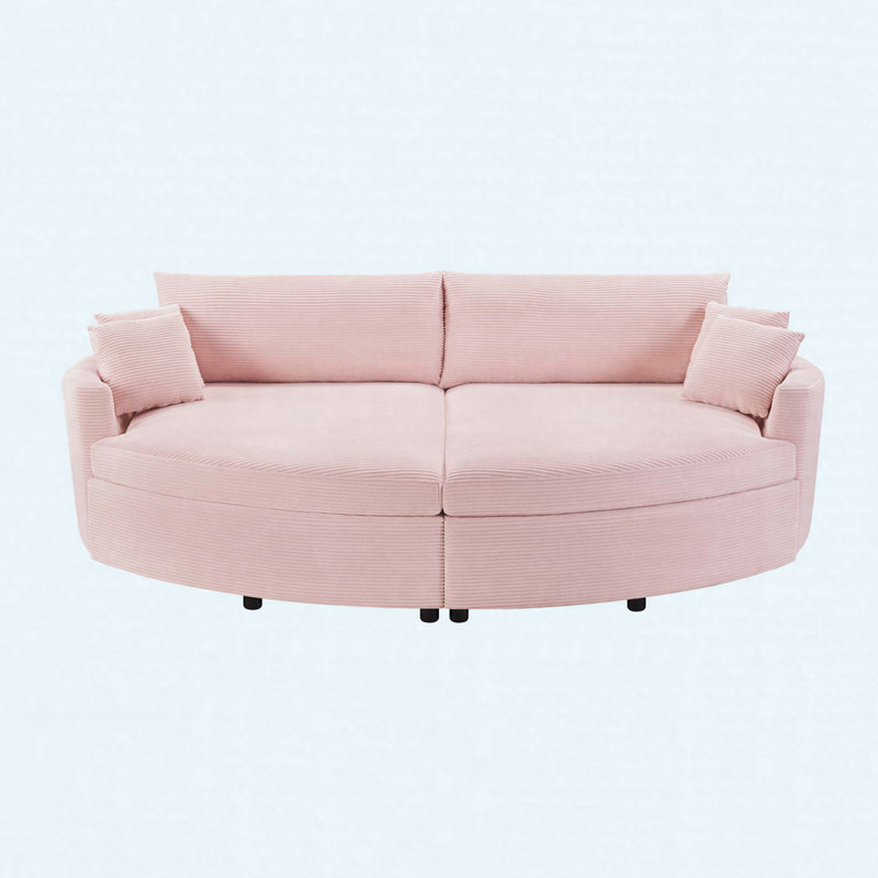Canapé-lit double surdimensionné de 102,3 po avec sièges profonds et ports USB, causeuse rembourrée, Rose