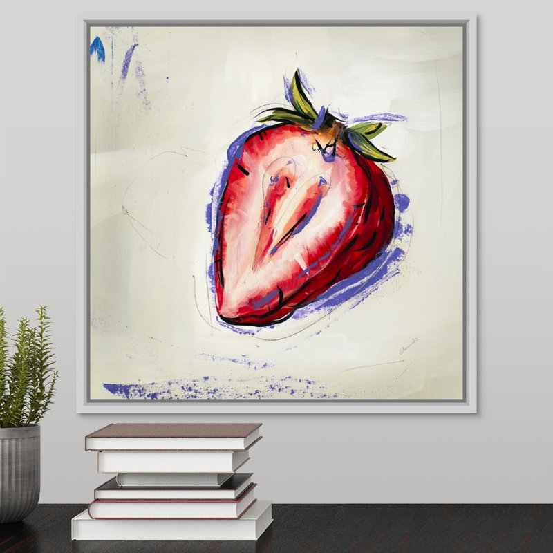 « picnic party viii », peinture sur toile, H 25,7 po x l 25,7 po x p 1,75 po, Cadre flottant blanc