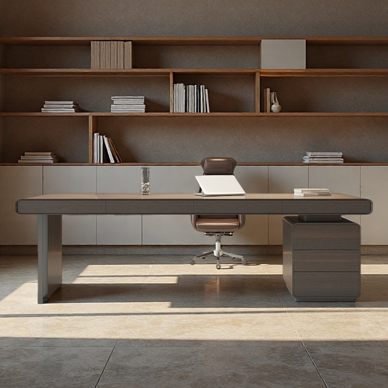 Bureau armoire Belin, H 29,53 po x l 86,61 po x P 27,56 po, Brun
