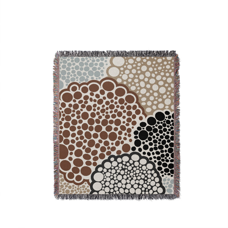 Jeté floral en coton, 50 x 60, Rouille Noir Gris