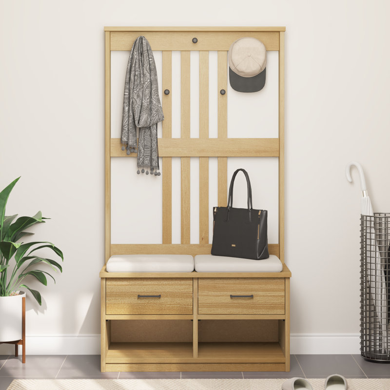 Hall Tree SANDNES 87X40x159.5Cm Solid Wood Pine, Walnut