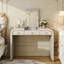 Coiffeuse classique en bois avec miroir rabattable, coiffeuse 3 en 1 avec 2 tiroirs et espace de rangement pour la chambre à coucher, champagne-739258589