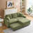 Multi-Function Sofa With Hidden Reclining, Space Saving Design, Armrests, Cup Holders And Removable Footstool For Comfortable Living-1714536591