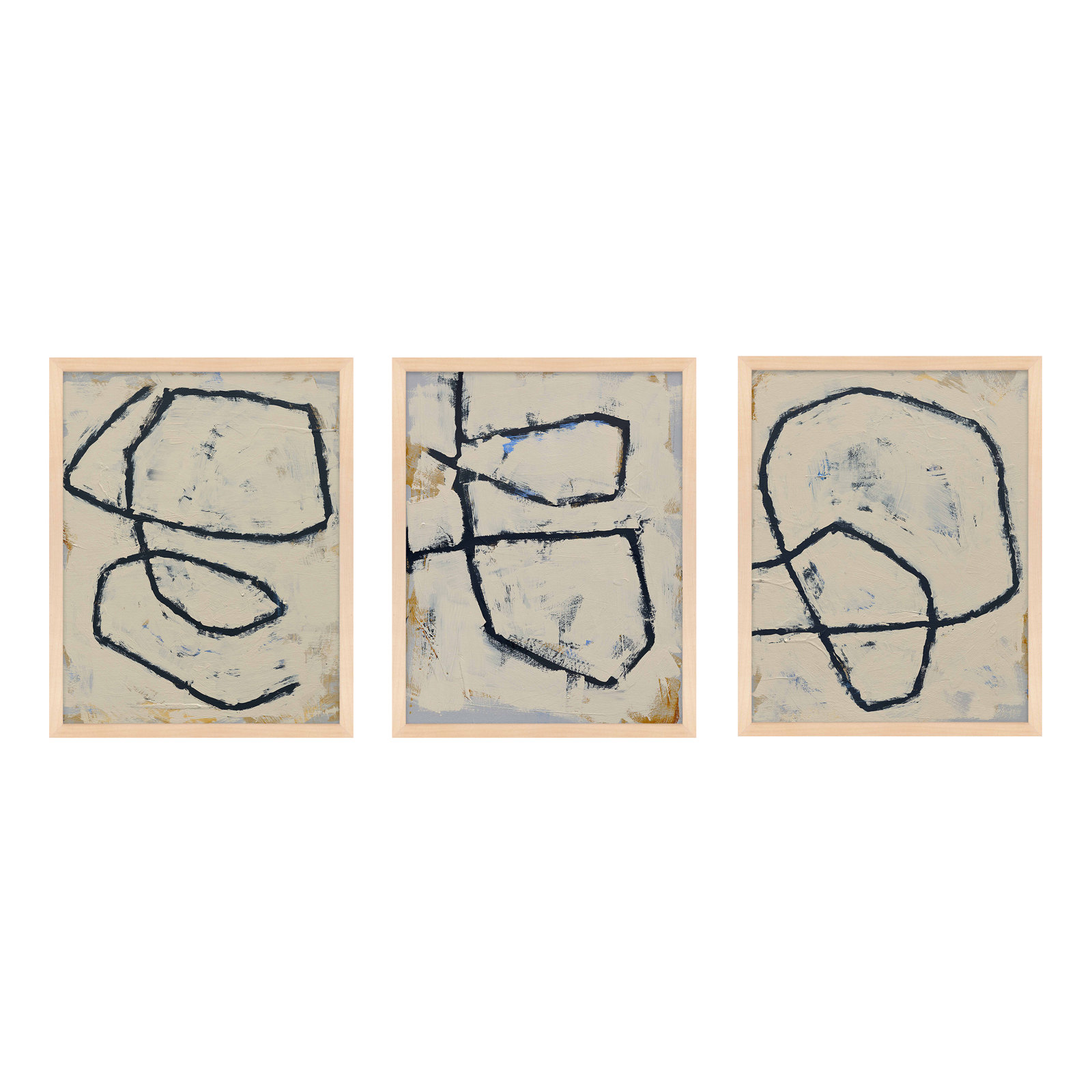 Moser "Twisted 4, 5, 6" 3-Piece Print Set, 30" H x 24" W x 1.25" D, Maple Framed Paper