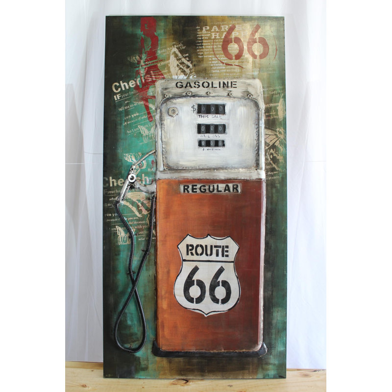 Route surélevée Route 66, art mural en métal, peinture en relief 40 po x 2 po x H 79 po