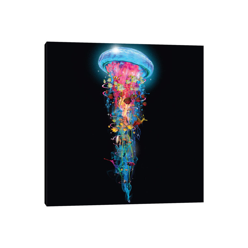 Super Electric Jellyfish World Wide by David Loblaw - Wrapped Canvas Print, 93.98 cm H x 93.98 cm W x 3.175 cm D