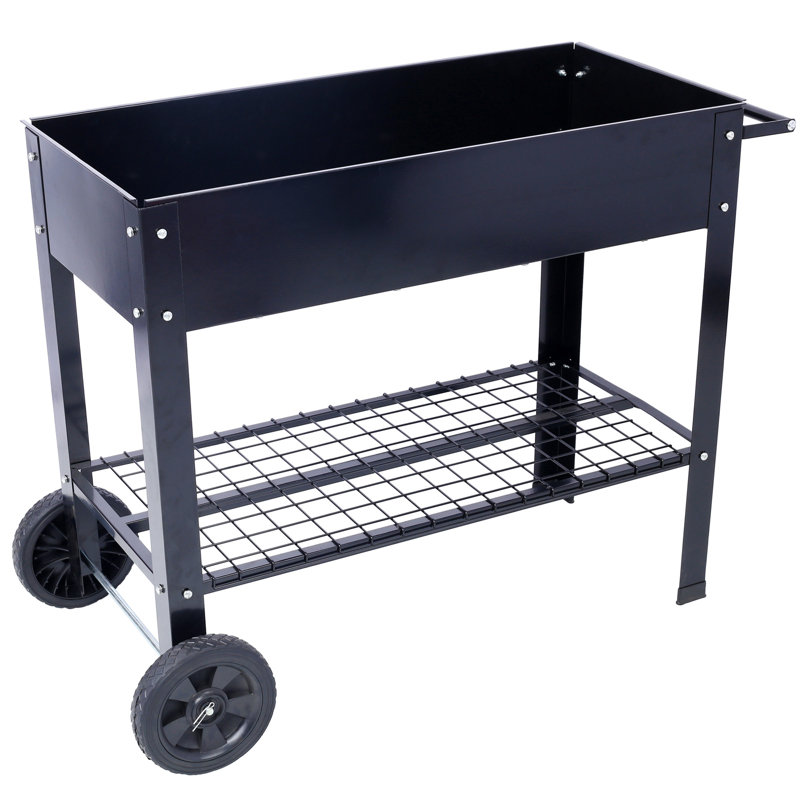 Produits Jardin surélevé mobile surélevé et ergonomique pour jardin, terrasse avec roues, tablette inférieure, noir