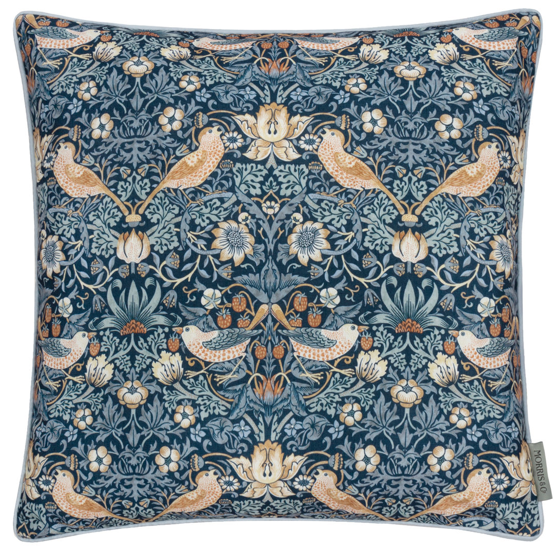 Strawberry Thief Indoor / Outdoor Floral Square Throw Pillow Cover