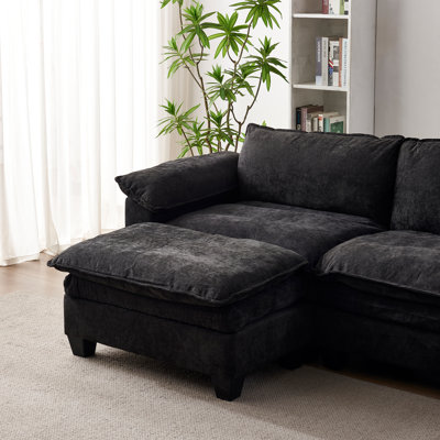 Chenille Square Arm Modular Sectional Sofa