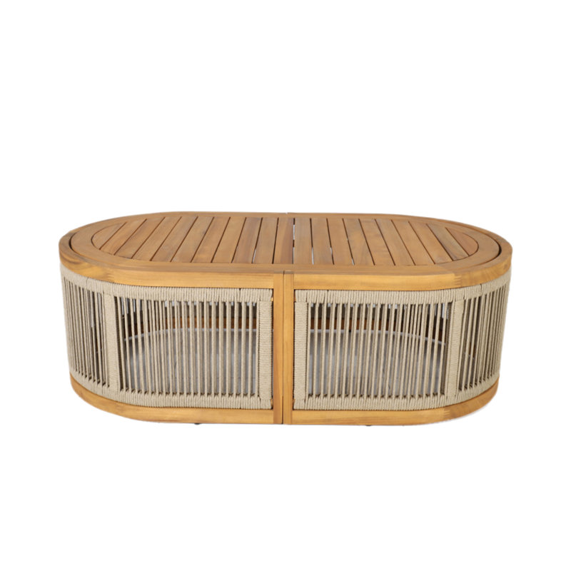 Table basse ovale d'extérieur en acacia