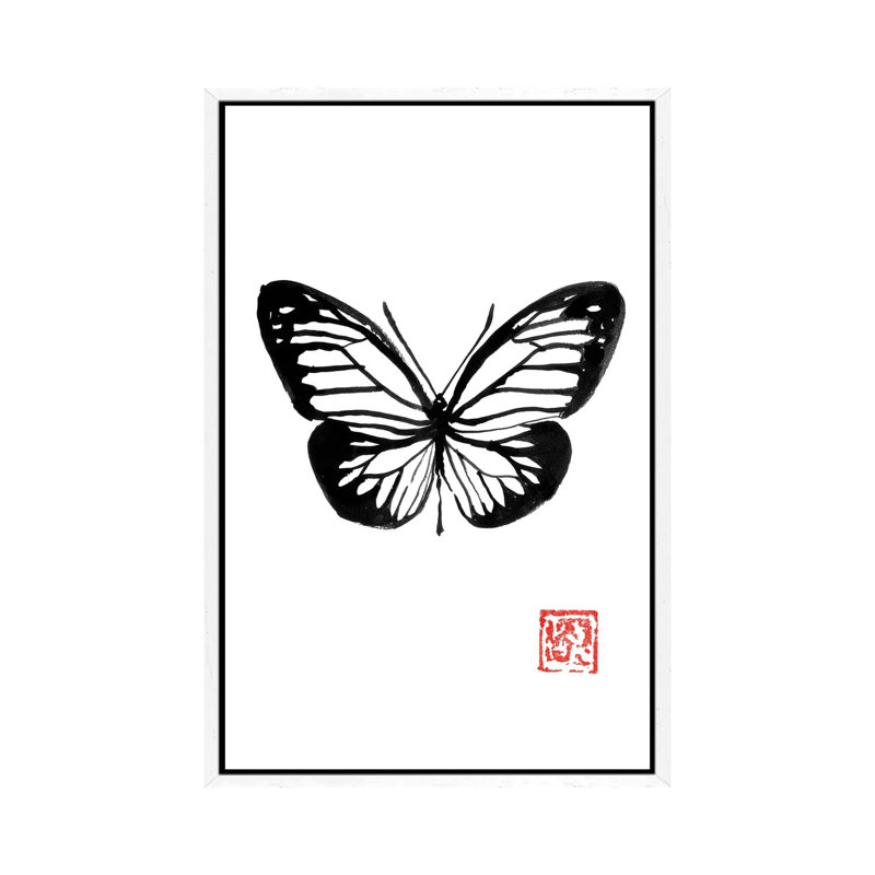 Butterfly by Péchane - Print on Canvas, 152.5 cm H x 101.5 cm W, White Framed