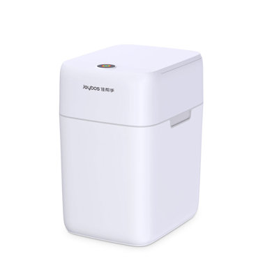 Poubelle à capteur intelligent 3,7 gallons JOYBOS, poubelle à couvercle automatique sans contact, étanche aux odeurs, blanc