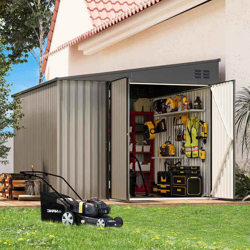 8 Ft. X 10 Ft.   Large Outdoor Lean To Storage Shed, Gray