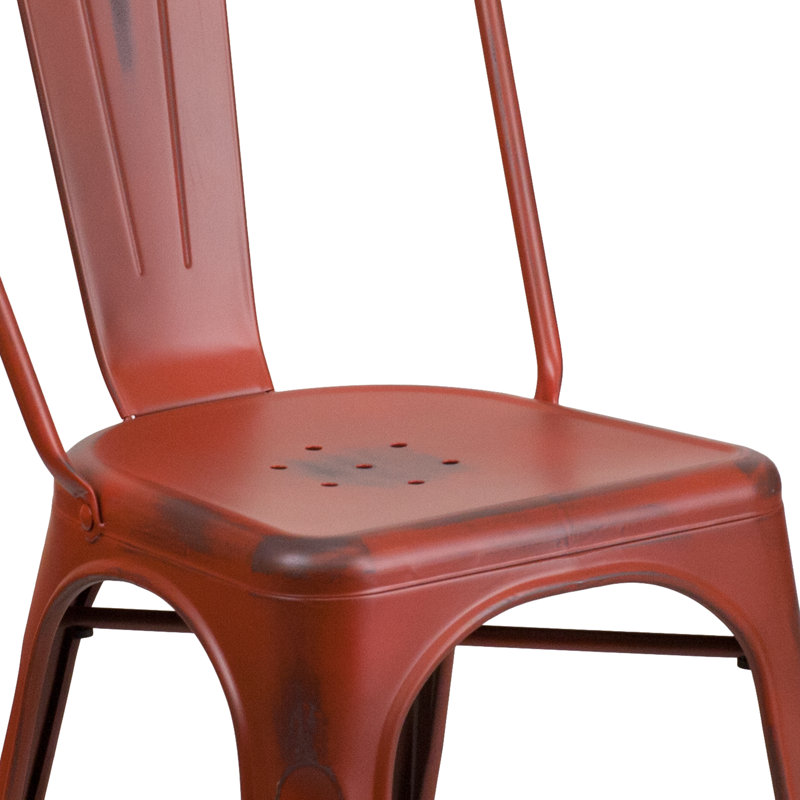 Chaise empilable Dickens, Rouge Kelly vieilli