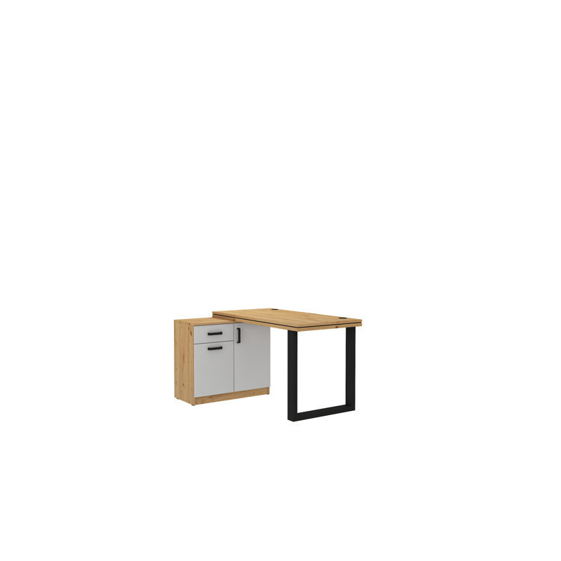 Anarosa Writing Desk, Oak/White, 75.3cm H x 138cm W x 67cm D