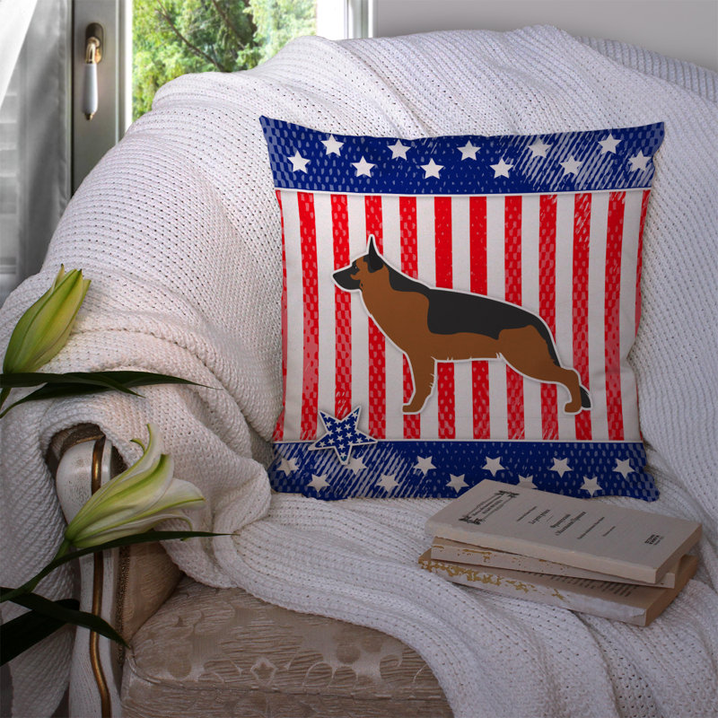 Coussin décoratif intérieur/extérieur patriotique usa german berger, H 14 po x l 14 po x P 3 po
