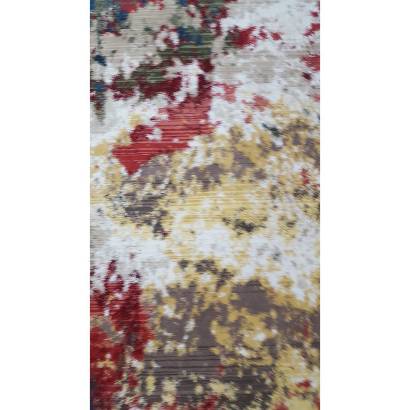 Alkmene Abstract Power Loom 5x8 Red Area Rug, Turkey, Rectangle 5' x 8'