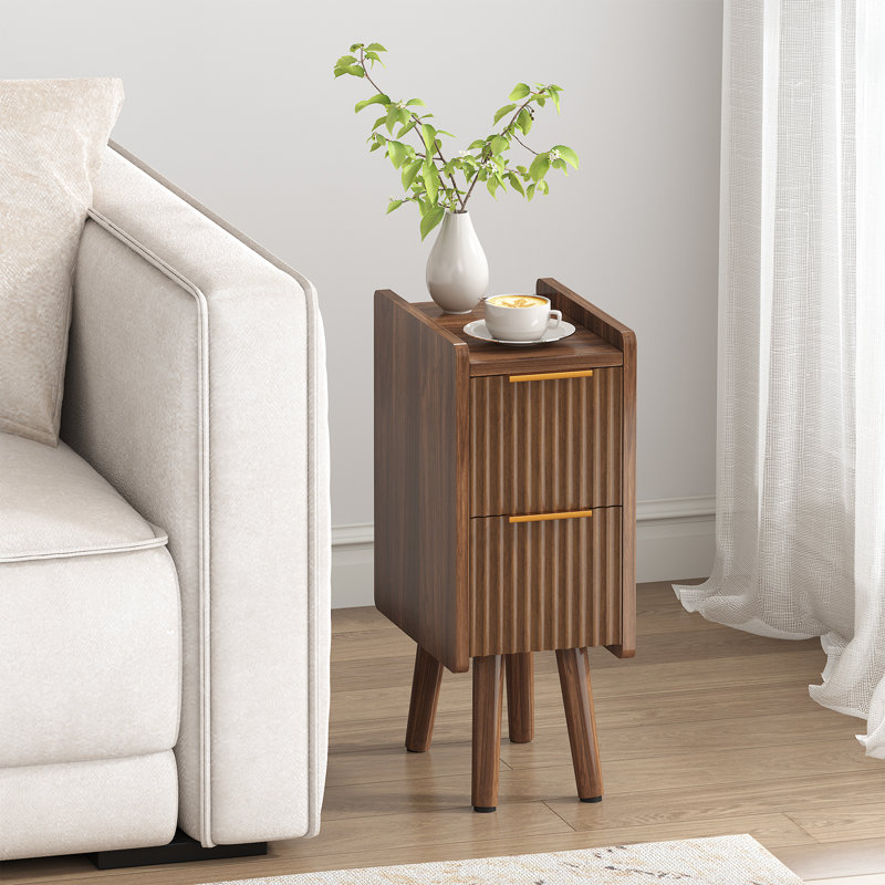 2-drawer Fluted End Table With Storage
