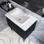 Meuble-lavabo autoportant 30 po à rayures moderne pré-assemblé avec lavabo en céramique
