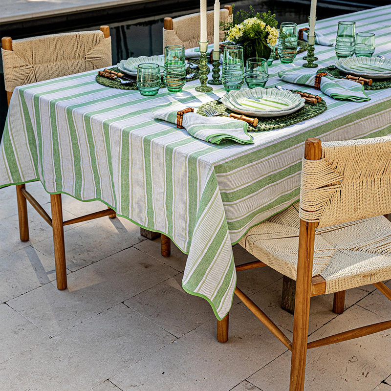 Cabana Stripe 60" x 120" Tablecloth, Seagrass