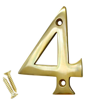 4'' H Reflective Weather Resistant Brass House Number