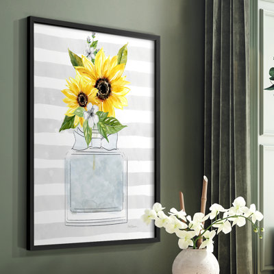 «Sunflower Perfume II», reproduction encadrée - bois massif